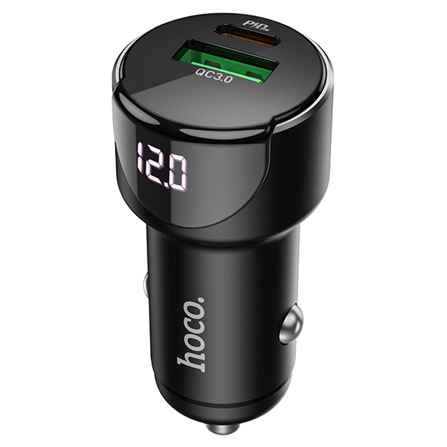 Автомобильное зарядное устройство HOCO Z42 Light, 1xUSB + 1xUSB-C, 20W, черный фото