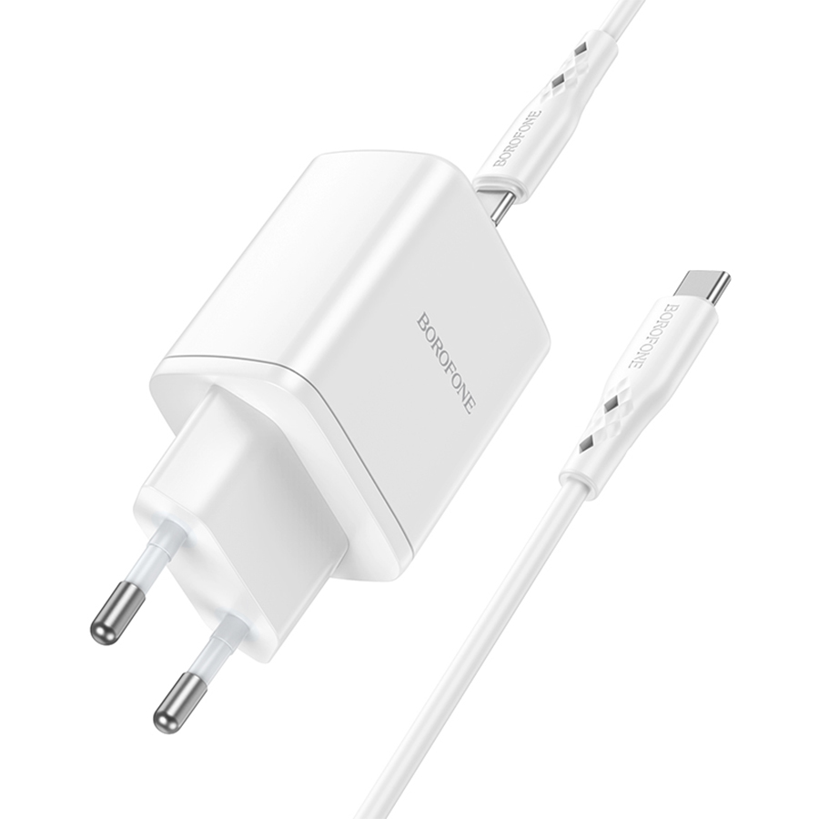 Сетевое зарядное устройство BOROFONE BN9 Reacher 2xUSB-C с Кабелем Type-C - Type-C, 35W, белый фото