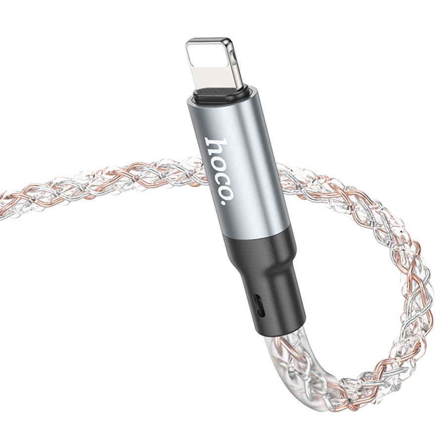 Кабель USB HOCO U112 Shine USB - Lightning, 2.4А, 1 м, серый оптом недорого с доставкой Кабель USB HOCO U112 Shine USB - Lightning, 2.4А, 1 м, серый фото