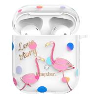 Чехол пластиковый Kingxbar со шнурком для Airpods 2, прозрачный, фламинго2 (7) фото