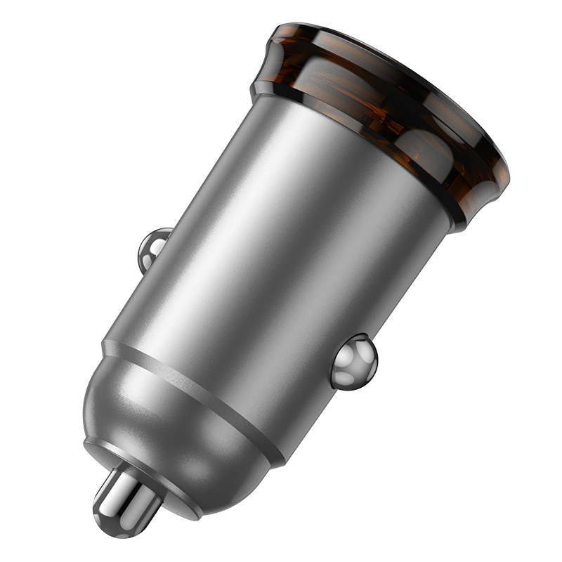 Автомобильное зарядное устройство HOCO NZ16A Rigorous, 1xUSB + 1xUSB-C, 43W, серый металлик фото