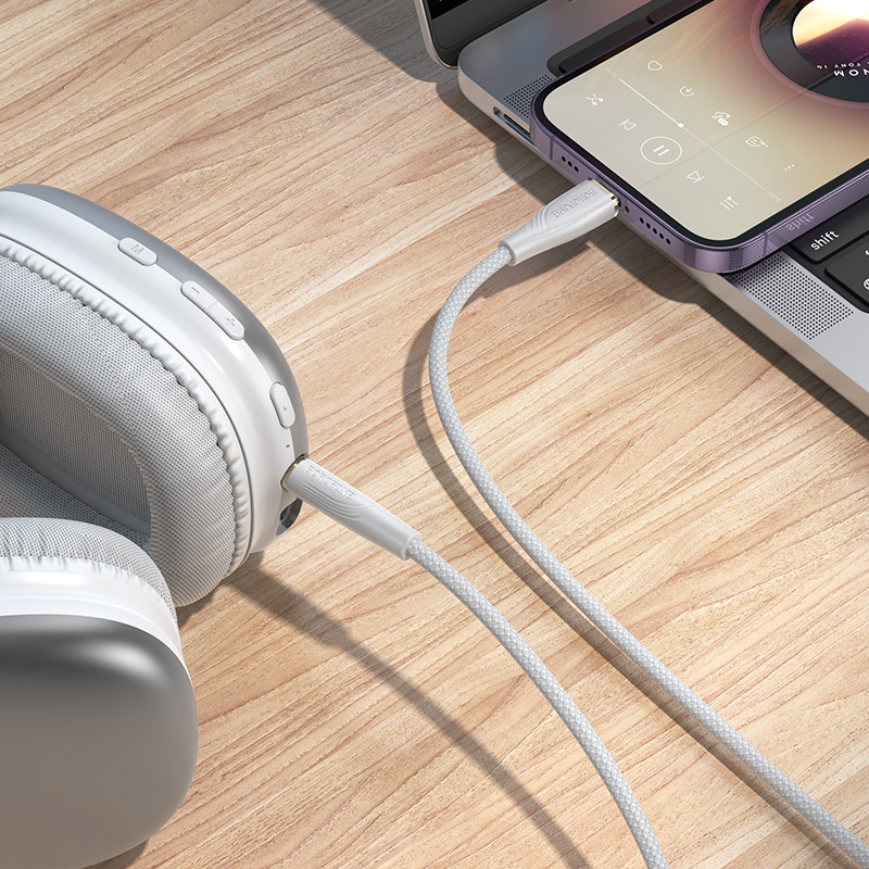 Аудиокабель BOROFONE BL23 Refinado AUX Jack 3,5 (m) - Lightning (m), 1 м, серый фото