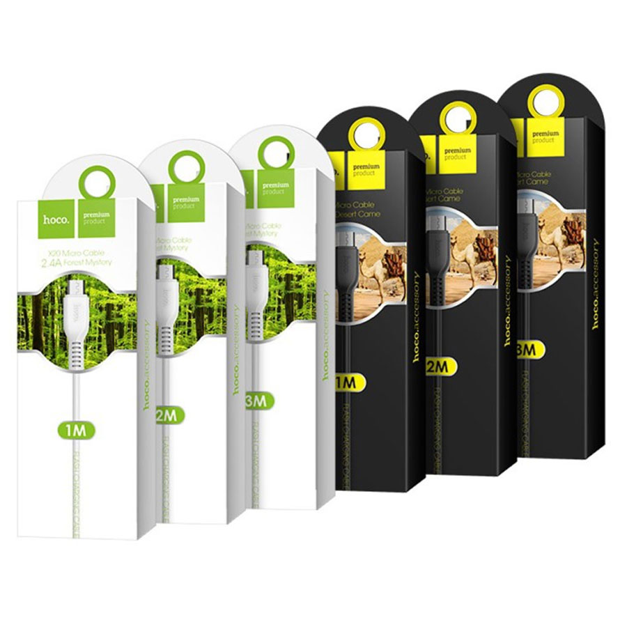 Кабель USB HOCO X20 Flash USB - MicroUSB, 2.4А, 1 м, белый фото