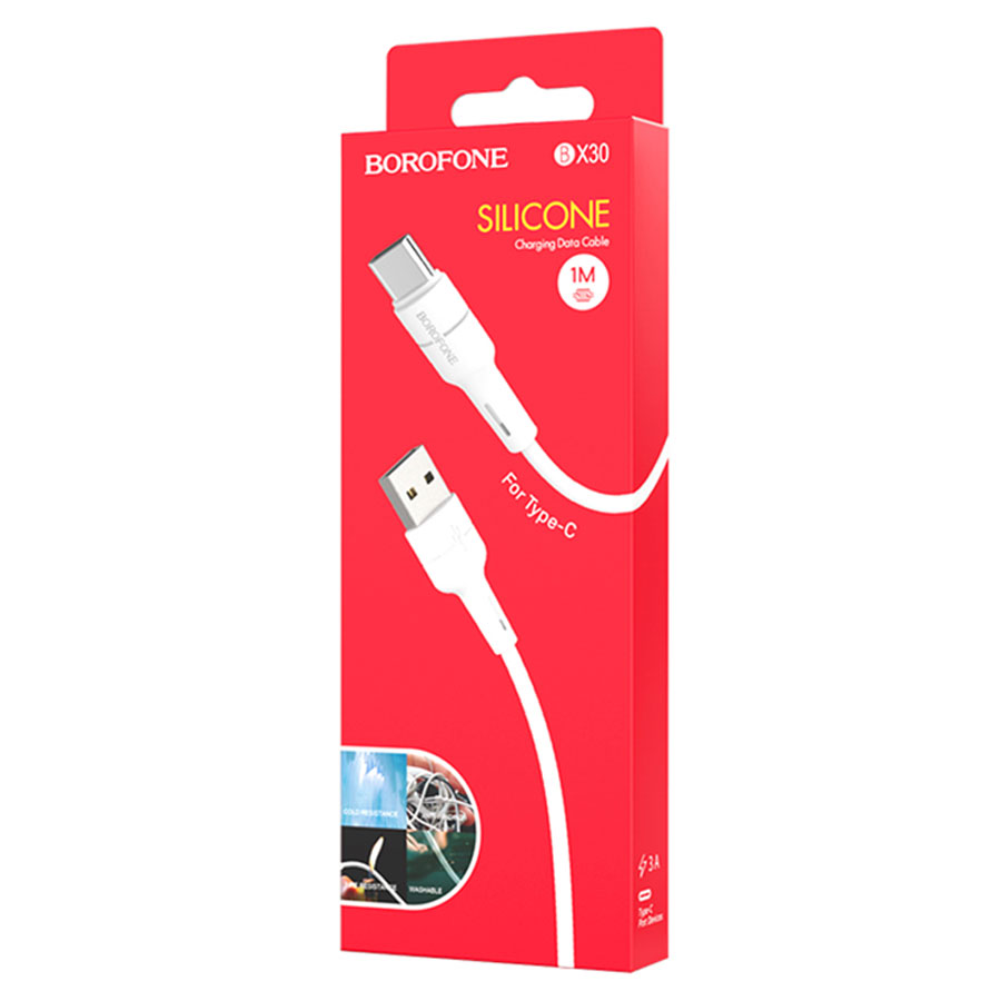 Кабель USB BOROFONE BX30 Silicone USB - Type-C, 2.4А, 1 м, белый фото