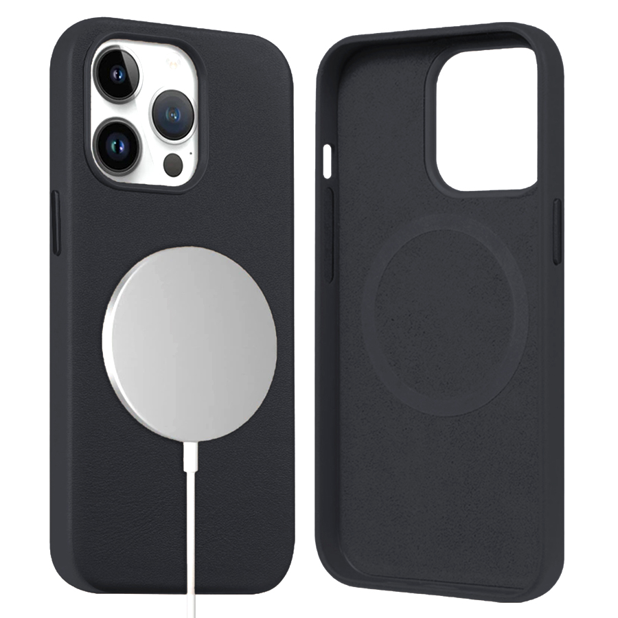 Чехол Leather Case MagSafe для iPhone 13 6.1", черный (1) фото