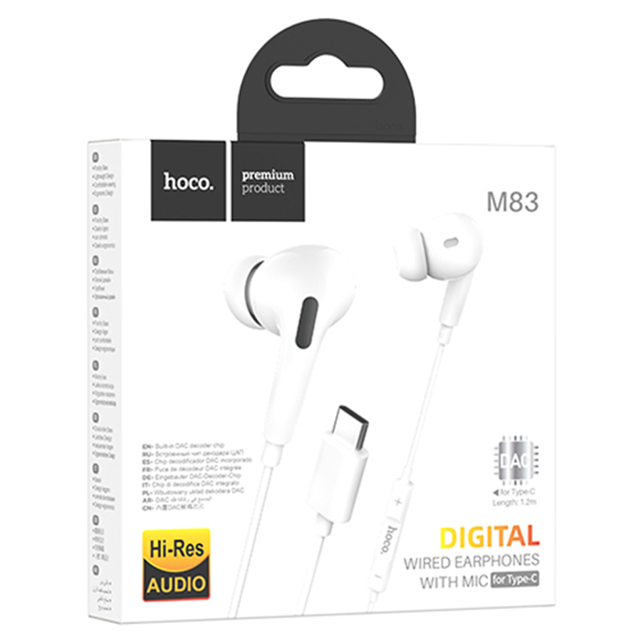 Проводные наушники HOCO M83 Type-C Original, Type-C, 1.2 м, белый фото