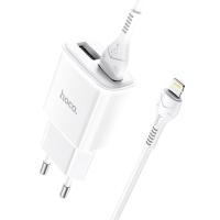 Сетевое зарядное устройство HOCO C88A Star 2xUSB с Кабелем USB - Lightning, 2.4A, 10.8W, белый фото