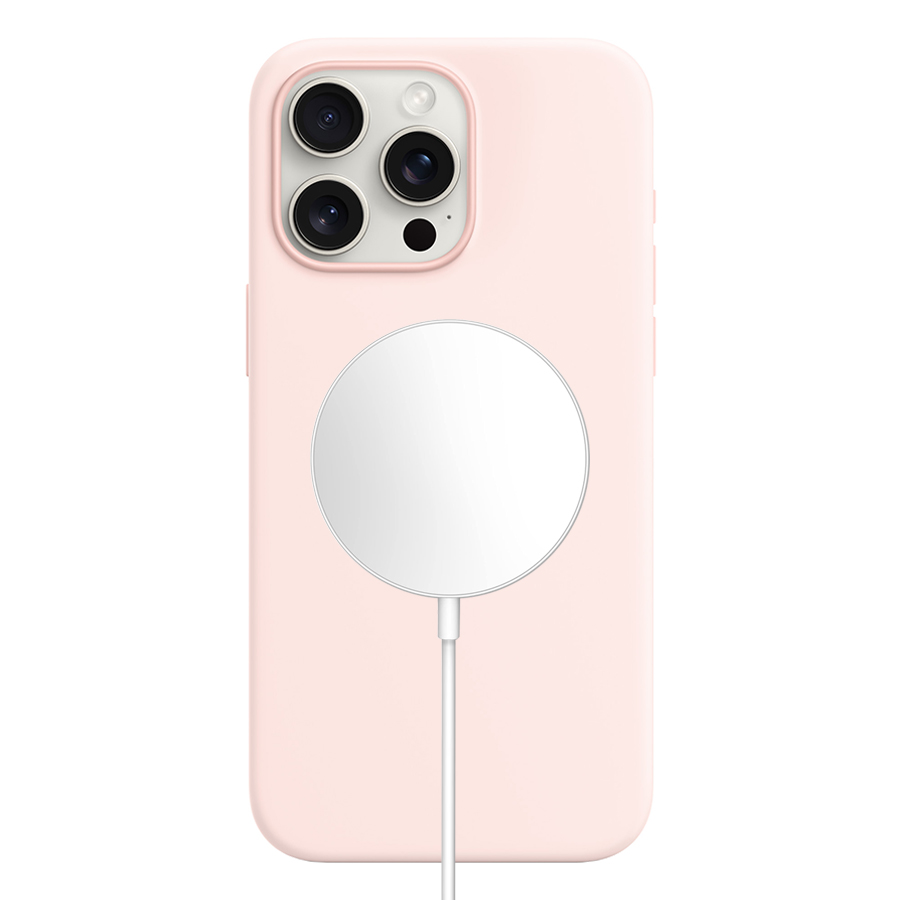 Чехол Silicone Case with MagSafe и Анимация цвета для iPhone 15 Pro Max 6.7", светло-розовый Light Pink (6) фото