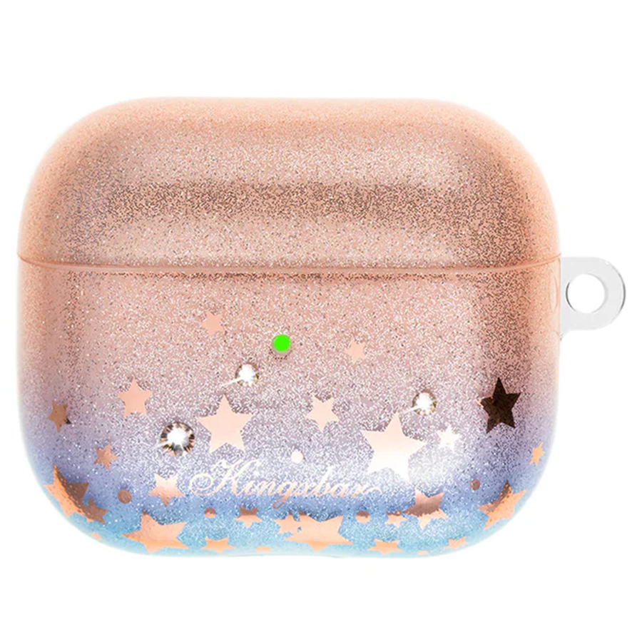 Чехол силиконовый Kingxbar Swarovski для Airpods Pro, розовые блестки, звезды (29) фото