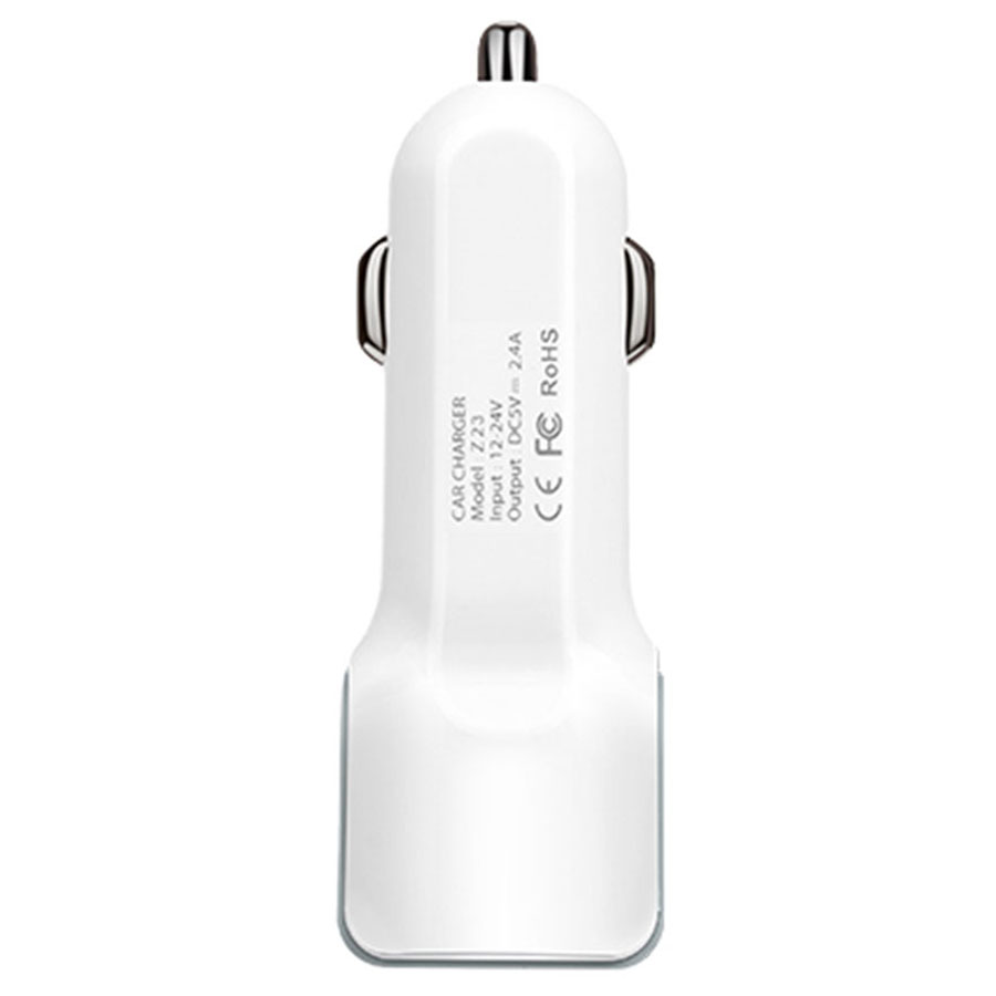 Автомобильное зарядное устройство HOCO Z23 grand style, 2xUSB с Кабелем USB - Lightning, 2.4A, 12W, белый фото