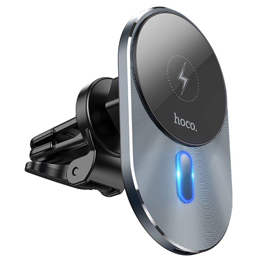 Автомобильный держатель HOCO CA91 Magic magnetic, магнитный с беспроводной зарядкой, 15W, на воздуховод, черный+серый фото