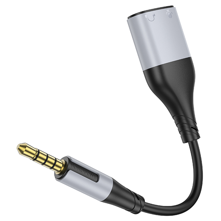 Переходник/Адаптер BOROFONE BL19 2 в 1 Jack 3.5 (m) - Dual Jack 3.5 (f), 15 см, черный фото