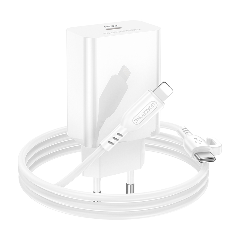 Сетевое зарядное устройство BOROFONE BA21A Prob Long journey 1xUSB-C с Кабелем Type-C - Lightning, 20W, белый фото