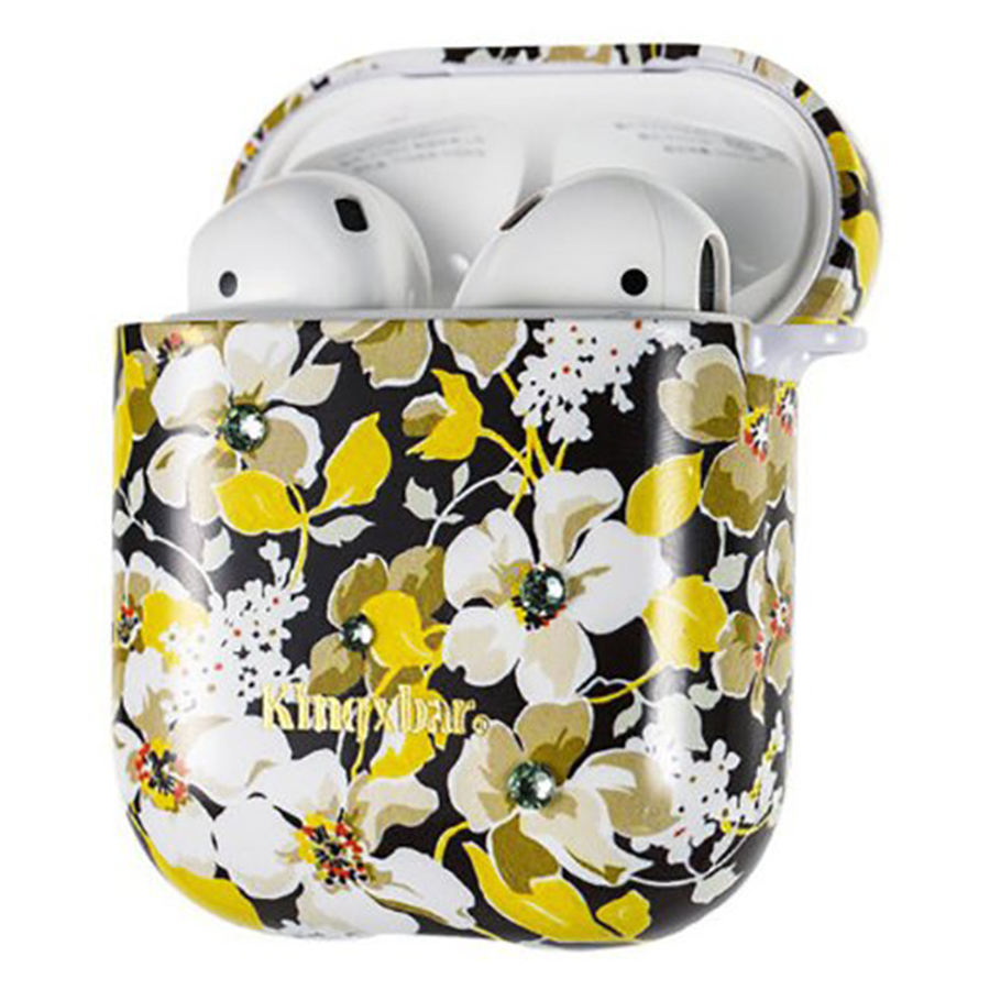 Чехол пластиковый Kingxbar со шнурком для Airpods 2, темно-синий, камелии (27) фото