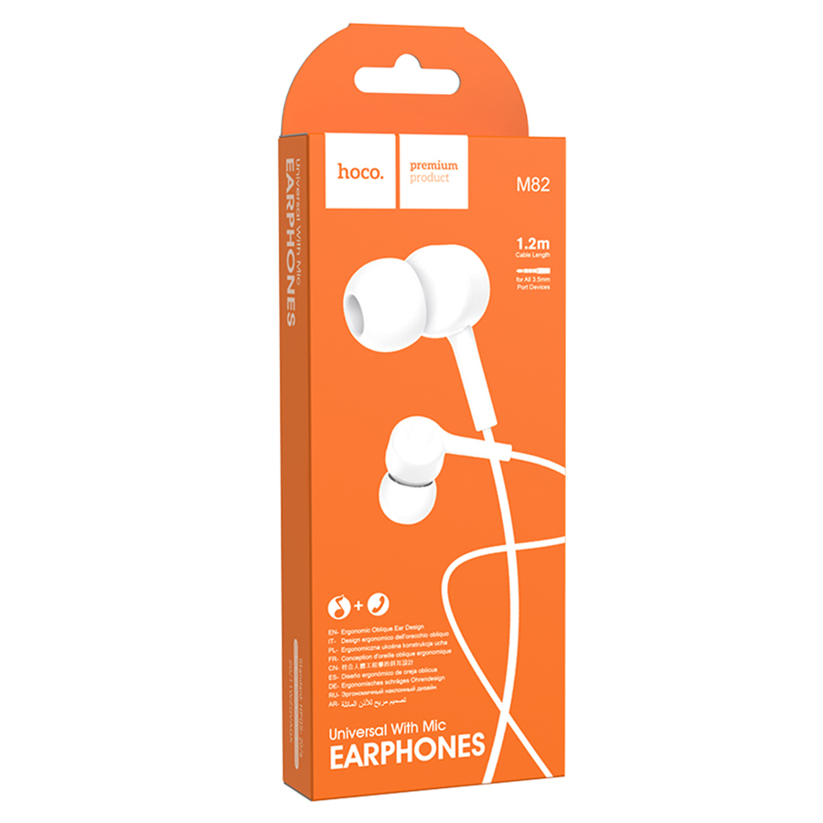 Проводные наушники HOCO M82 La musique, Jack 3.5mm, 1.2 м, белый фото