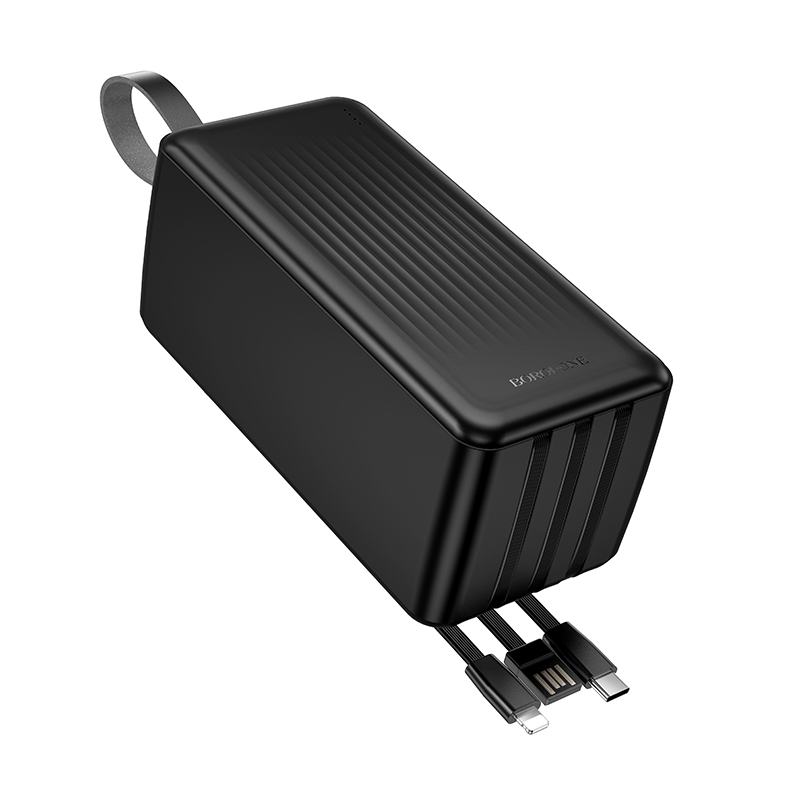 Портативный аккумулятор BOROFONE BJ79C Clever, встроенный кабель Lightning + Type-C, 50000 мА⋅ч, черный фото
