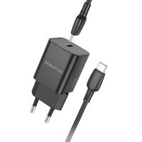 Сетевое зарядное устройство BOROFONE BN13 Safety 1xUSB-C с Кабелем Type-C - Type-C, 30W, черный фото