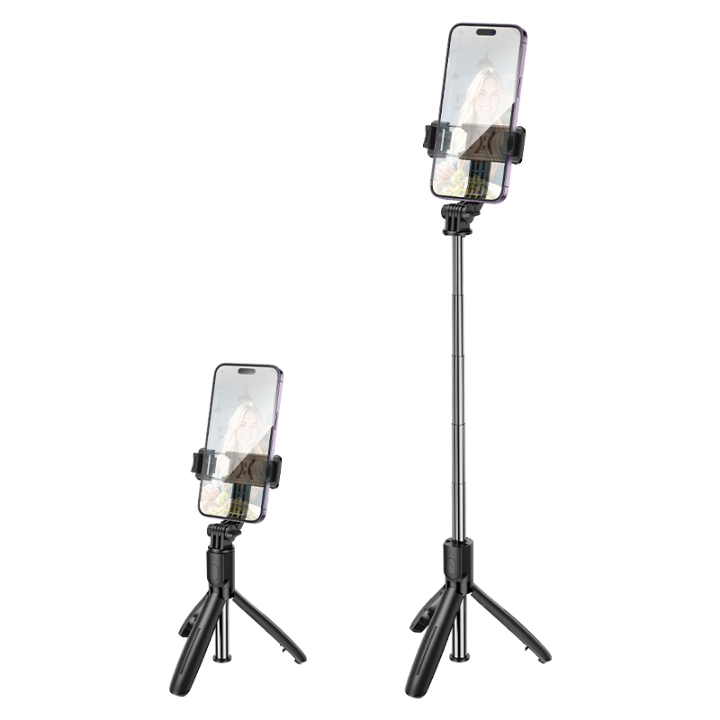 Селфи-палка монопод/трипод BOROFONE BY13 Nube, встроенный аккумулятор, 63-90мм, черный фото