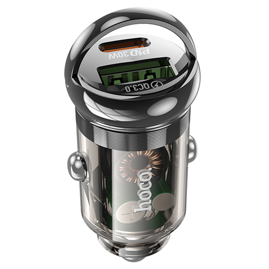 Автомобильное зарядное устройство HOCO Z53A Vision, 1xUSB + 1xUSB-C, 30W, черный фото