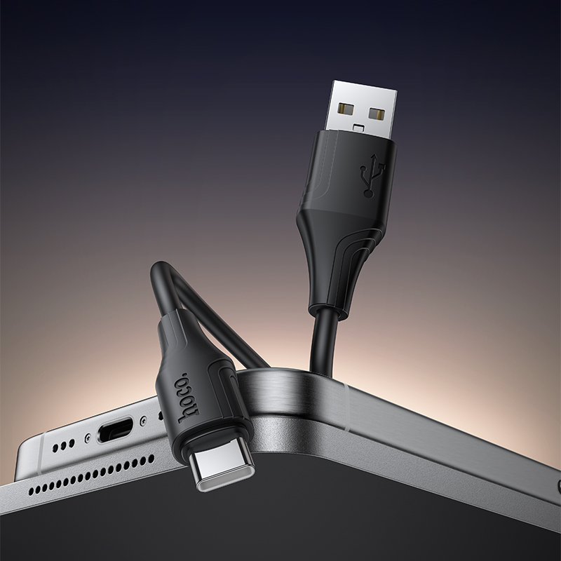Кабель USB HOCO X124 Bien USB - Type-C, 3A, 1 м, черный фото