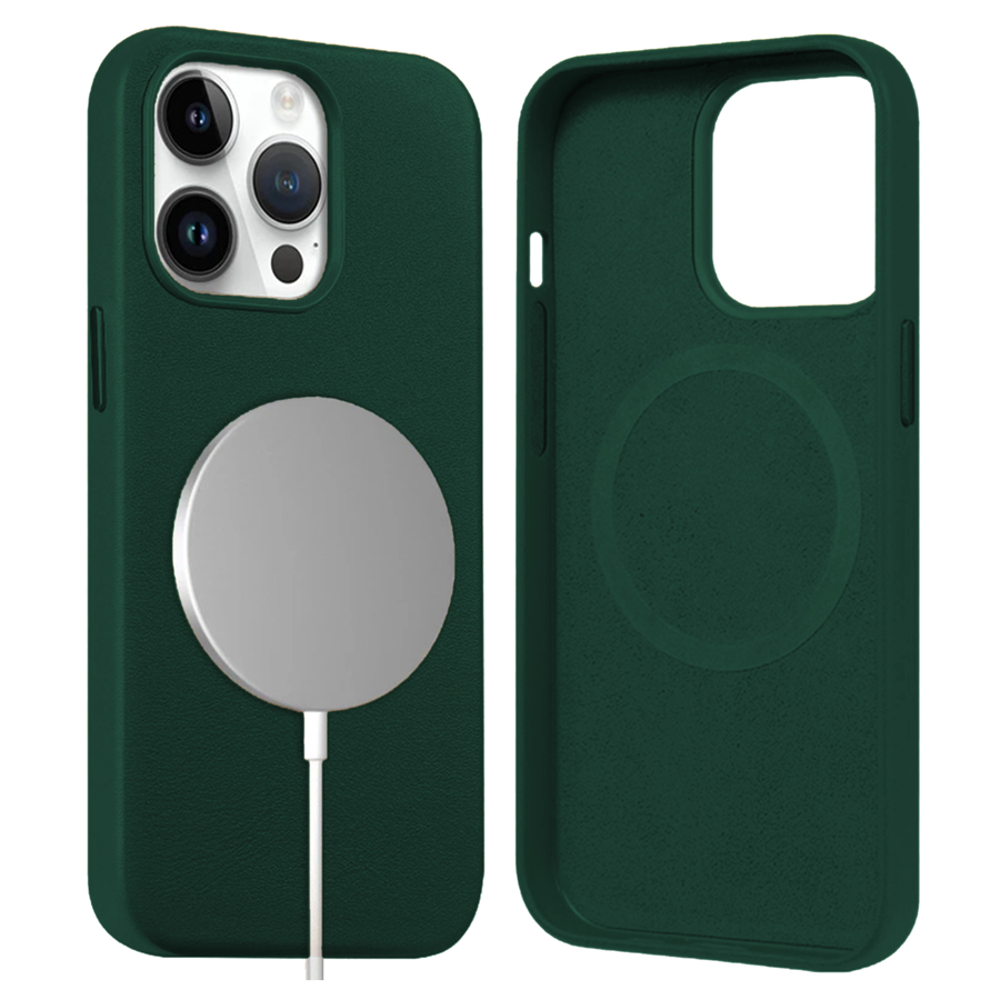 Чехол Leather Case MagSafe для iPhone 13 Pro 6.1", темно-зеленый (4) фото