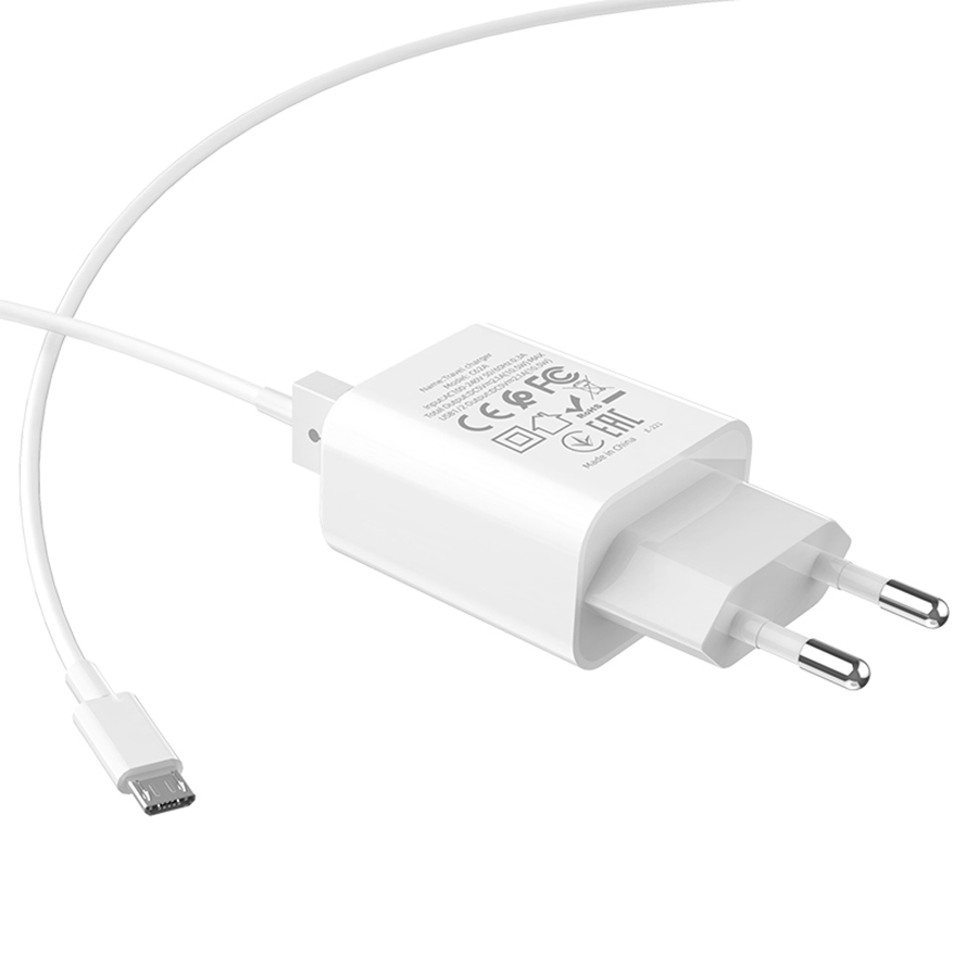 Сетевое зарядное устройство HOCO C62A Victoria 2xUSB с Кабелем USB - Micro, 2.1A, 10W, белый фото