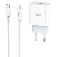 Сетевое зарядное устройство HOCO C76A Plus Speed 1xUSB-C с Кабелем Type-C - Lightning, 3A, 20W, белый фото