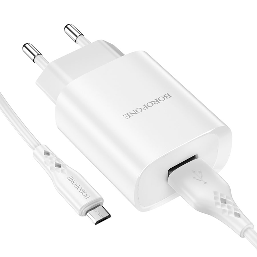 Сетевое зарядное устройство BOROFONE BN1 Innovative 1xUSB с Кабелем USB - Micro, 2.1A, белый фото