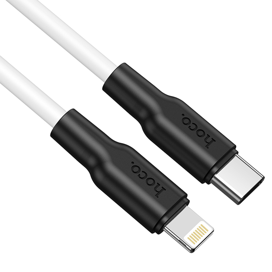 Кабель USB-C HOCO X21 Plus Silicone Type-C - Lightning, 3A, 1 м, черный+белый фото