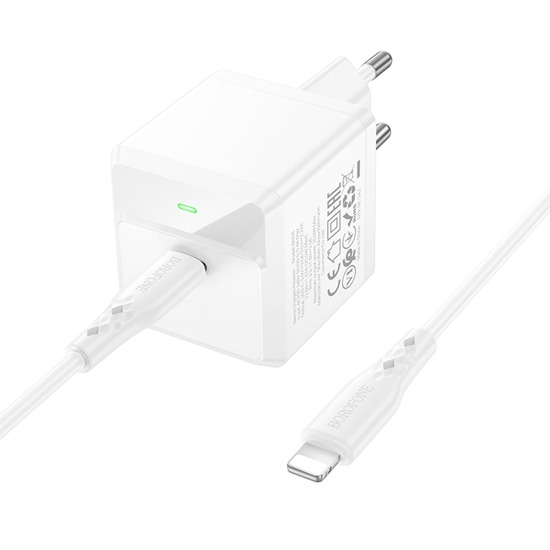 Сетевое зарядное устройство BOROFONE BN18 Intenso 1xUSB-C с Кабелем Type-C - Lightning, 20W, белый фото