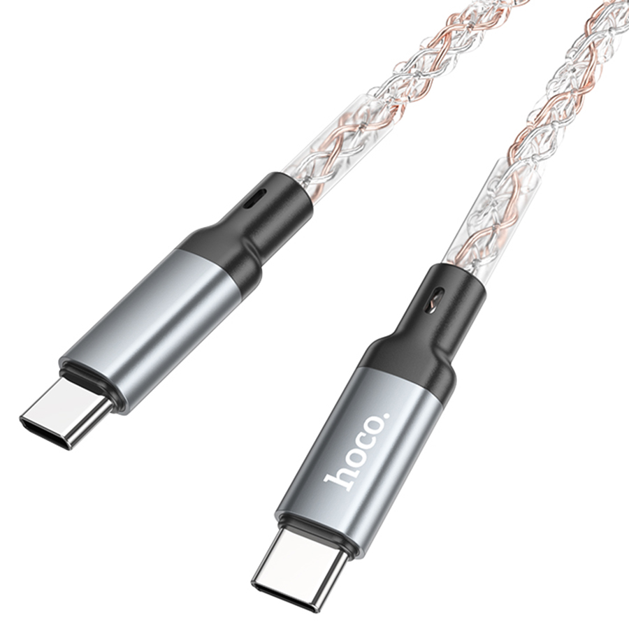 Кабель USB-C HOCO U112 Shine Type-C - Type-C, 3A, 60W, 1 м, серый фото