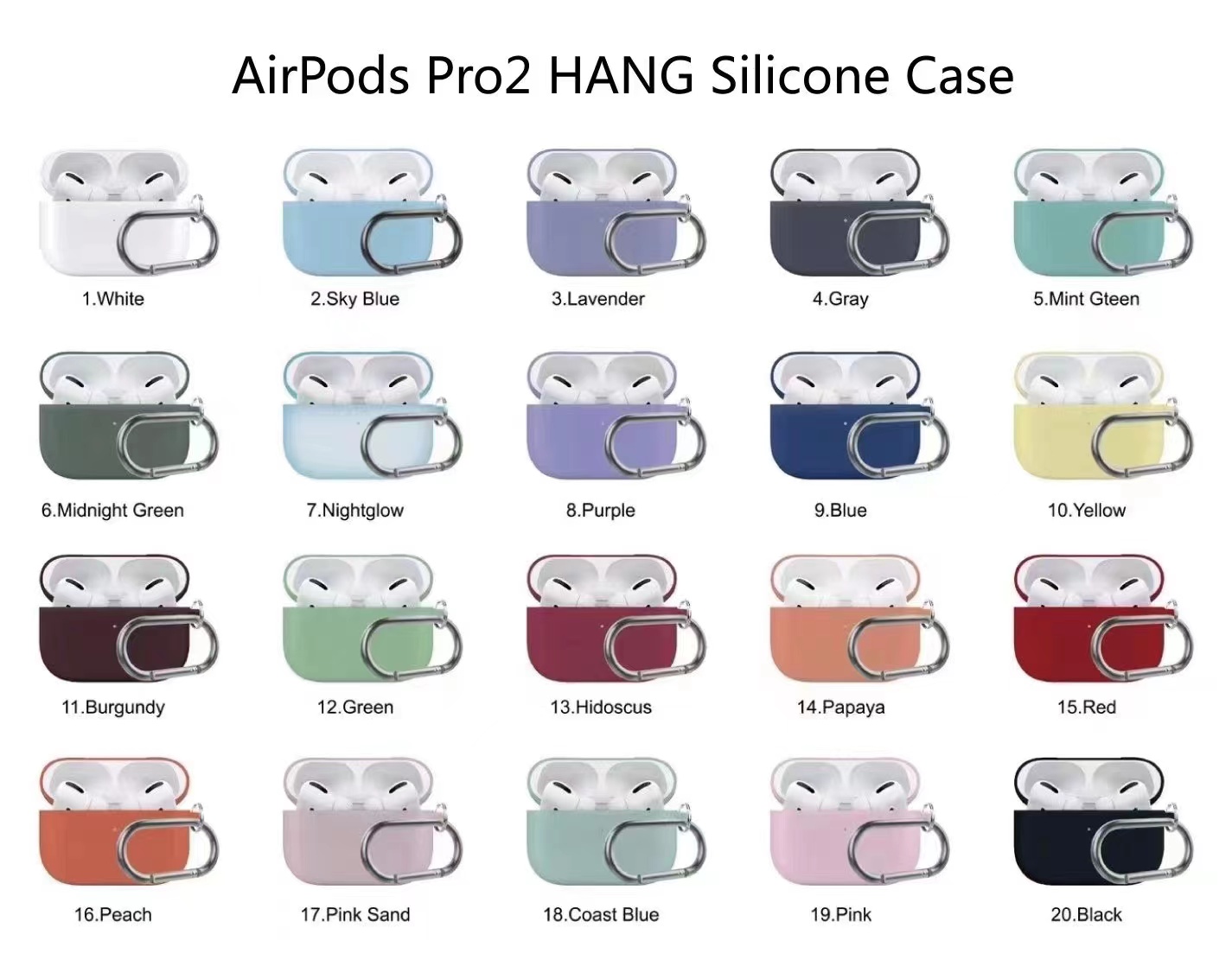 Чехол силиконовый с карабином для Airpods Pro 2, серый (4) фото