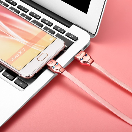 Кабель USB HOCO U14 Steel man USB - MicroUSB, 2.4А, 1.2 м, розовое золото фото