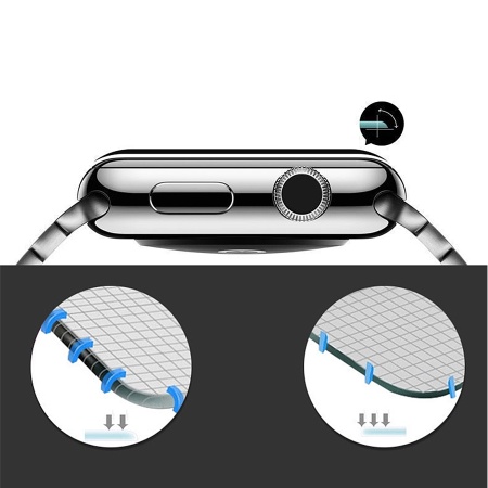 Защитное стекло COTEetCI 4D для Apple Watch 3, Full Glue 3D, 42mm, прозрачный+черная рамка фото