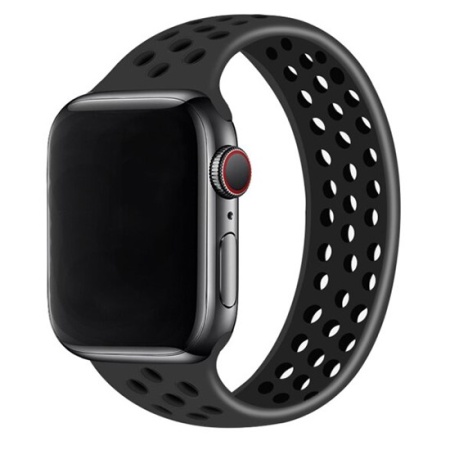 Ремешок-браслет силиконовый перфорированный Great Case Solo Loop для Apple Watch 42/44/45/49 мм, S(135мм), черный (4) фото
