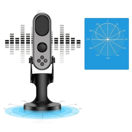 Микрофон универсальный кардиоидный JMARY MC-PW7, Type-C+Lightning+Jack 3.5mm, 1.8 м, черный фото