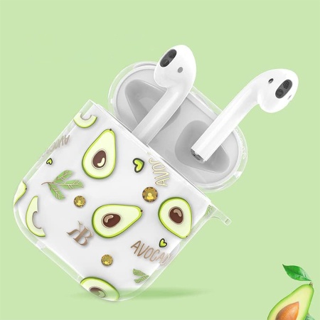 Чехол пластиковый Kingxbar со шнурком для Airpods 2, прозрачный, авокадо (3) фото