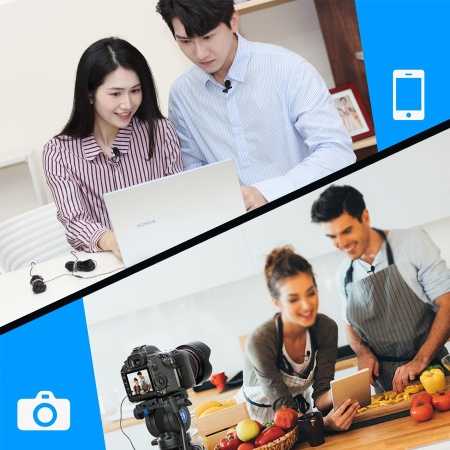 Микрофон петличный проводной CANDC DC-C2 Pro двойной, Jack 3.5mm, 6 м, черный фото