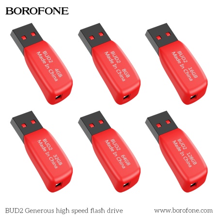 USB флеш-накопитель BOROFONE BUD2, USB 2.0, 128GB, черный фото