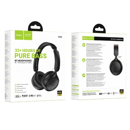 Беспроводные наушники накладные HOCO W66 Wave, Bluetooth, черный фото