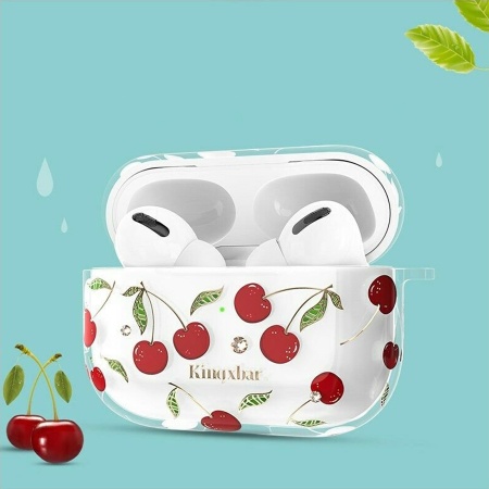 Чехол пластиковый Kingxbar со шнурком для Airpods Pro, прозрачный, вишня (5) фото
