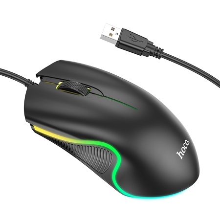 Мышь проводная HOCO GM19 Enjoy, USB, черный