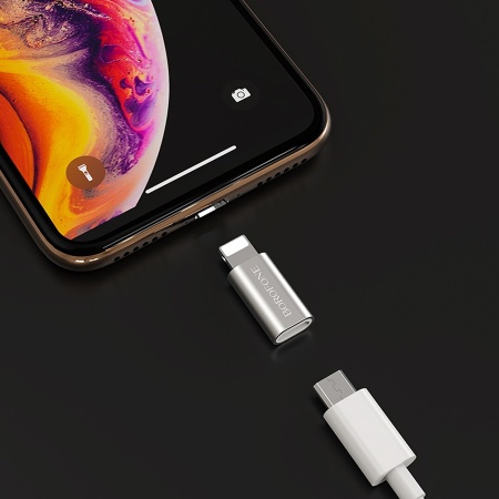 Переходник/Адаптер BOROFONE BV5 Lightning (m) - MicroUSB (f), серебристый фото