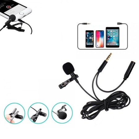 Микрофон петличный проводной CANDC DC-C5, Jack 3.5mm+AUX, черный фото