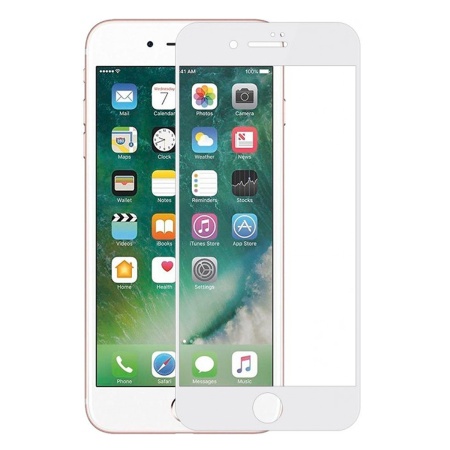 Защитное стекло 10D для iPhone 7+/8+, Full Glue 3D, прозрачный+белая рамка фото