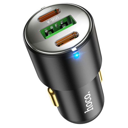 Автомобильное зарядное устройство HOCO NZ6, 1xUSB + 2xUSB-C, 45W, черный фото