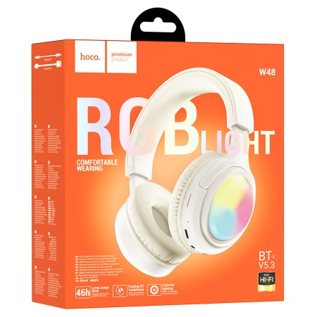Беспроводные наушники накладные HOCO W48 Focus, Bluetooth, кремовый фото
