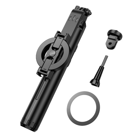 Селфи-палка монопод/трипод HOCO K25 Sherkhan, встроенный аккумулятор, 60-105мм, черный фото