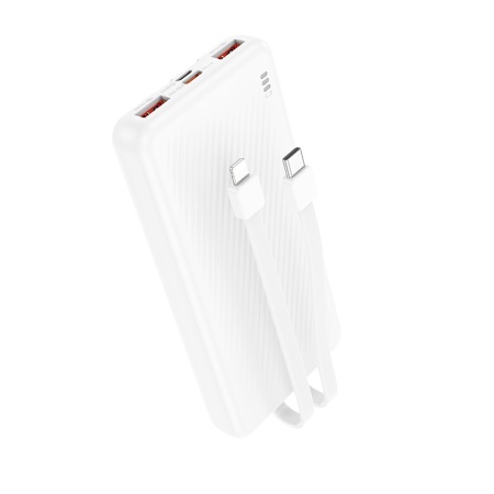 Портативный аккумулятор BOROFONE BJ57 Graceful, встроенный кабель Lightning + Type-C, 22.5W, 10000 мА⋅ч, белый фото
