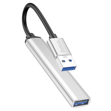 USB HUB разветвитель HOCO HB26 4 в 1 USB3.0 (m) - USB3.0 (f) + 3xUSB2.0 (f), серебристый фото